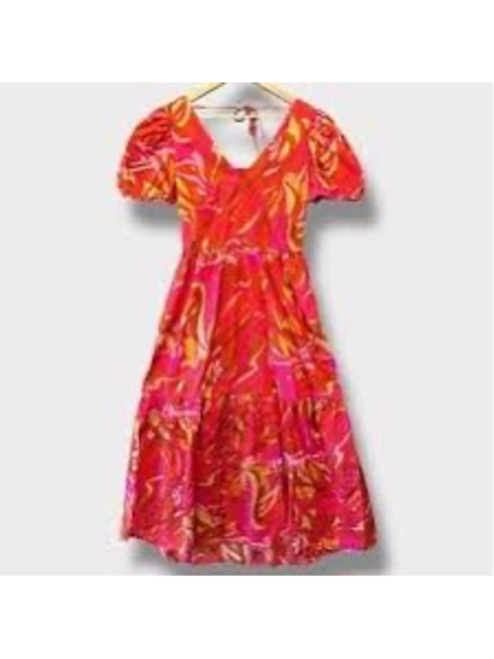 1.STATE Red Pink Floral Abstract Print Dress S